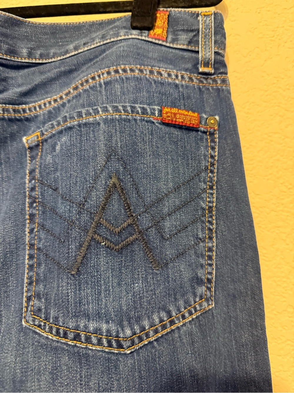 7 For All Mankind Men’s Straight Dark Wash Blue Stretch Denim Jeans 34 x 32 DESC - Picture 3 of 6
